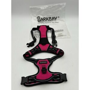Barkbay No-Pull Dog Harness with Reflective Trim In Pink/Black Size L NEW